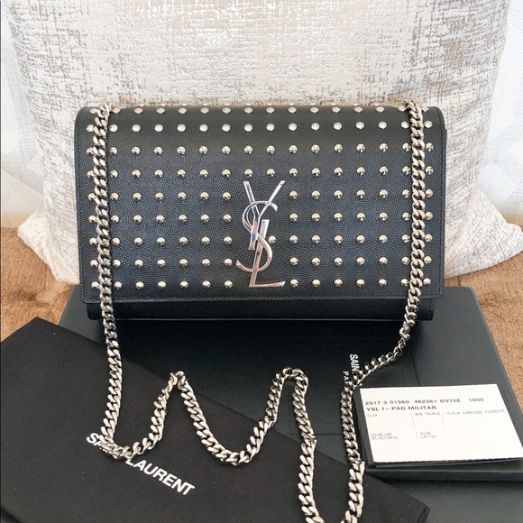 Sold Saint Laurent Monogram Studded Shoulder Bag - Picture 3 of 8